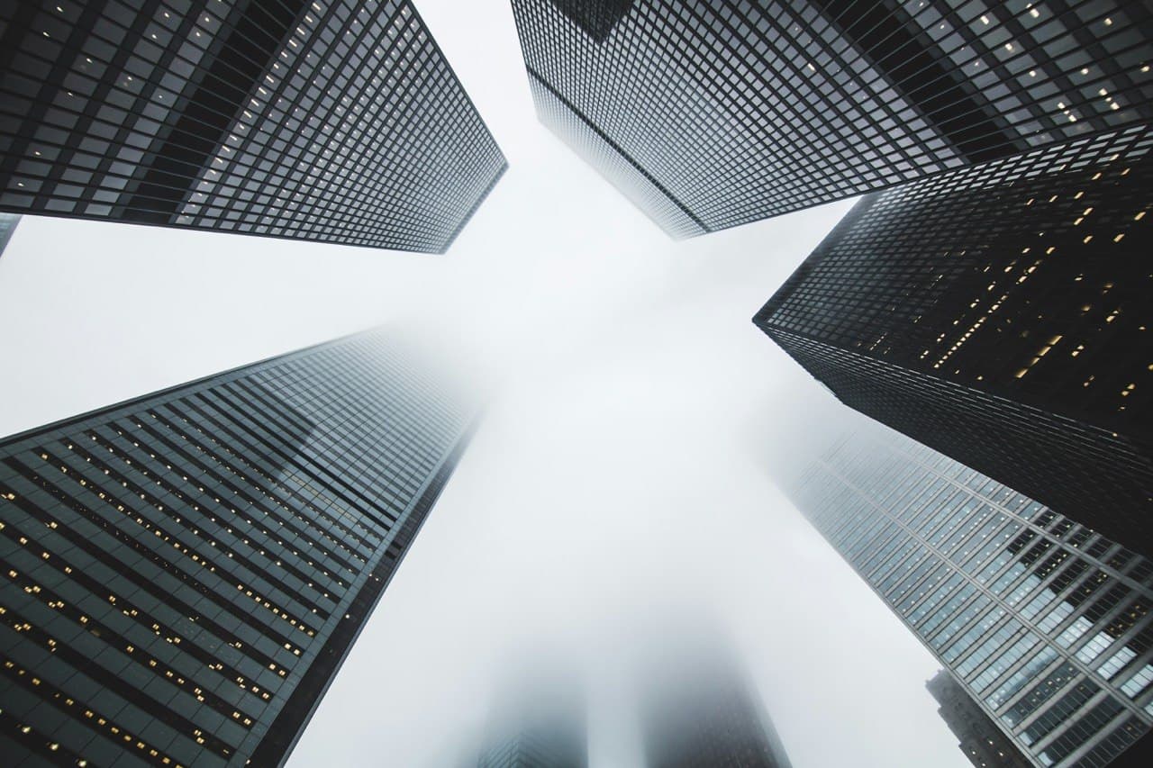 Toronto towers rising into fog